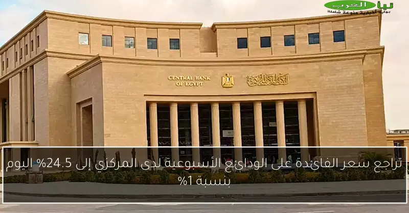 تراجع سعر الفائدة على الودائع الأسبوعية لدى المركزي إلى 24.5% اليوم بنسبة 1%
