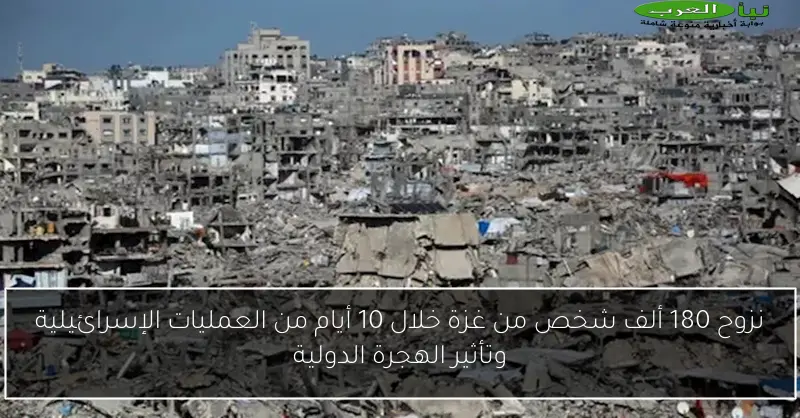 نزوح 180 ألف شخص من غزة خلال 10 أيام من العمليات الإسرائيلية وتأثير الهجرة الدولية