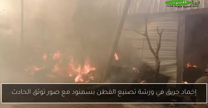 إخماد حريق في ورشة تصنيع القطن بسمنود مع صور توثق الحادث