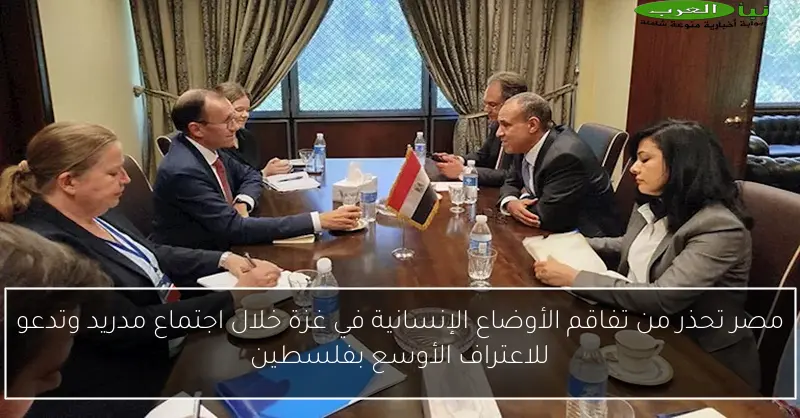 مصر تحذر من تفاقم الأوضاع الإنسانية في غزة خلال اجتماع مدريد وتدعو للاعتراف الأوسع بفلسطين