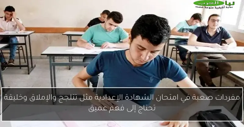 مفردات صعبة في امتحان الشهادة الإعدادية مثل تتلجج والإملاق وخليقة تحتاج إلى فهم عميق