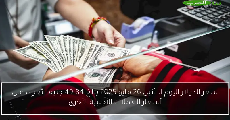 سعر الدولار اليوم الاثنين 26 مايو 2025 يبلغ 49.84 جنيه.. تعرف على أسعار العملات الأجنبية الأخرى