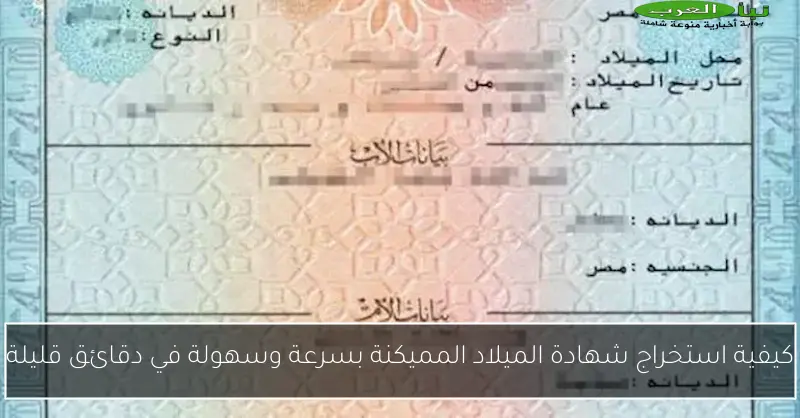 كيفية استخراج شهادة الميلاد المميكنة بسرعة وسهولة في دقائق قليلة