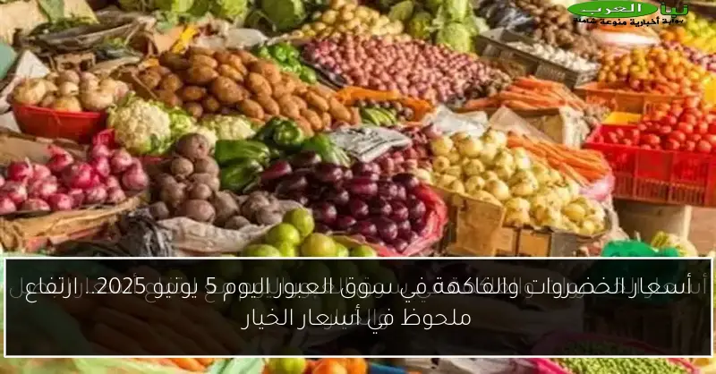 أسعار الخضروات والفاكهة في سوق العبور اليوم 5 يونيو 2025.. ارتفاع ملحوظ في أسعار الخيار