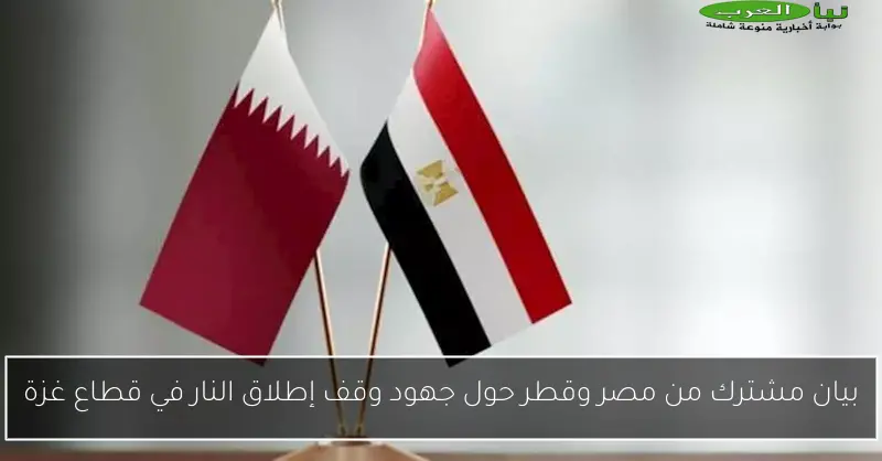 بيان مشترك من مصر وقطر حول جهود وقف إطلاق النار في قطاع غزة