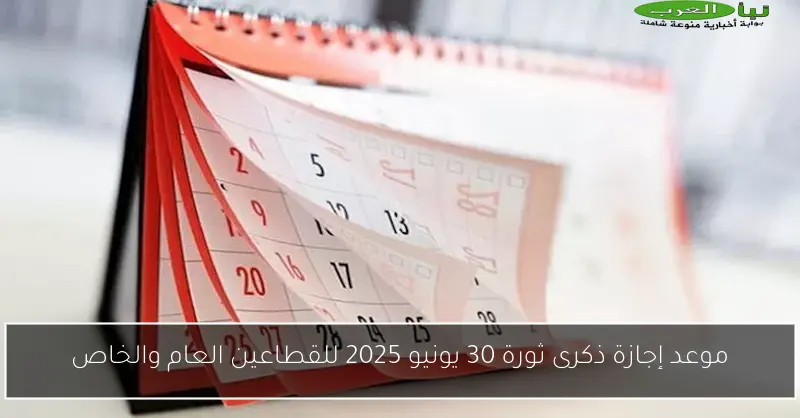 موعد إجازة ذكرى ثورة 30 يونيو 2025 للقطاعين العام والخاص