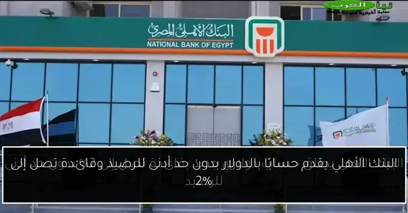 البنك الأهلي يقدم حسابًا بالدولار بدون حد أدنى للرصيد وفائدة تصل إلى 2%