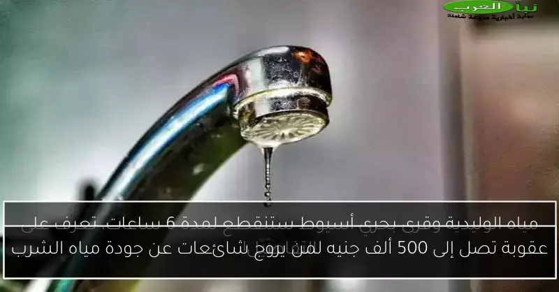 عقوبة تصل إلى 500 ألف جنيه لمن يروج شائعات عن جودة مياه الشرب