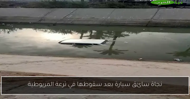 نجاة سائق سيارة بعد سقوطها في ترعة المريوطية