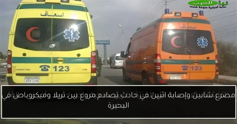 مصرع شابين وإصابة اثنين في حادث تصادم مروع بين تريلا وميكروباص في البحيرة