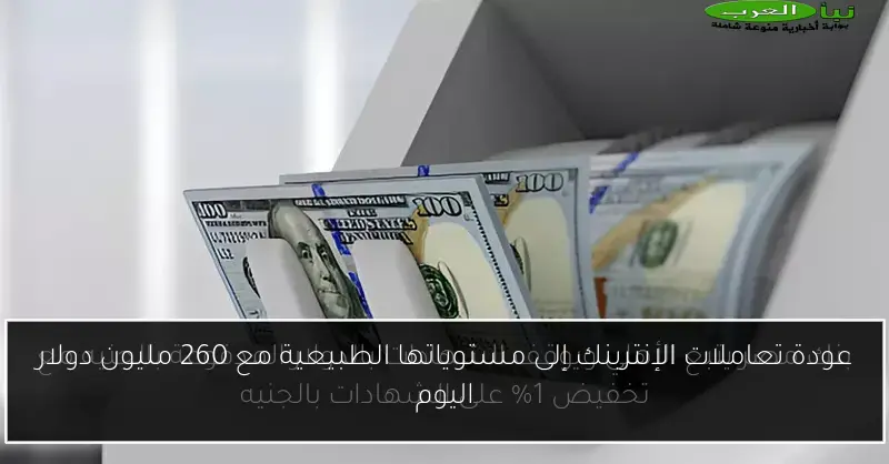 عودة تعاملات الإنتربنك إلى مستوياتها الطبيعية مع 260 مليون دولار اليوم