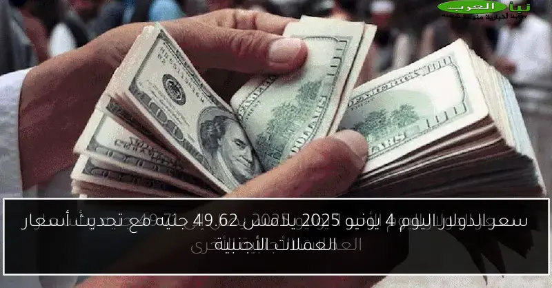سعر الدولار اليوم 4 يونيو 2025 يلامس 49.62 جنيه مع تحديث أسعار العملات الأجنبية