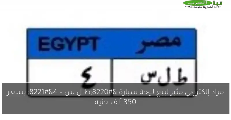 مزاد إلكتروني مثير لبيع لوحة سيارة “ط ل س – 4” بسعر 350 ألف جنيه