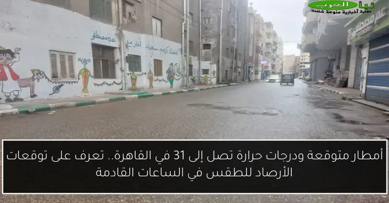أمطار متوقعة ودرجات حرارة تصل إلى 31 في القاهرة.. تعرف على توقعات الأرصاد للطقس في الساعات القادمة