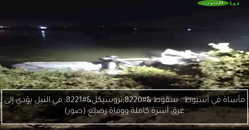 مأساة في أسيوط.. سقوط “تروسيكل” في النيل يؤدي إلى غرق أسرة كاملة ووفاة رضيع (صور)