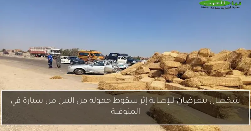 شخصان يتعرضان للإصابة إثر سقوط حمولة من التبن من سيارة في المنوفية