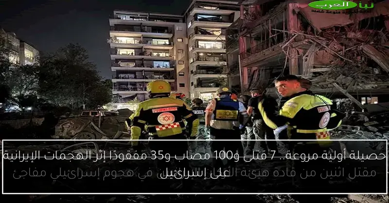 حصيلة أولية مروعة.. 7 قتلى و100 مصاب و35 مفقودًا إثر الهجمات الإيرانية على إسرائيل