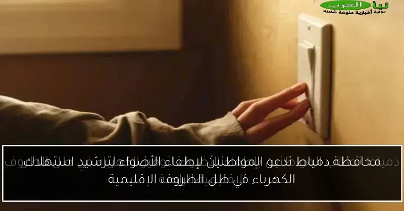 محافظة دمياط تدعو المواطنين لإطفاء الأضواء لترشيد استهلاك الكهرباء في ظل الظروف الإقليمية