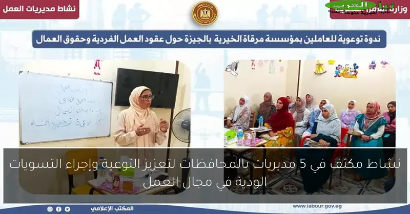 نشاط مكثف في 5 مديريات بالمحافظات لتعزيز التوعية وإجراء التسويات الودية في مجال العمل