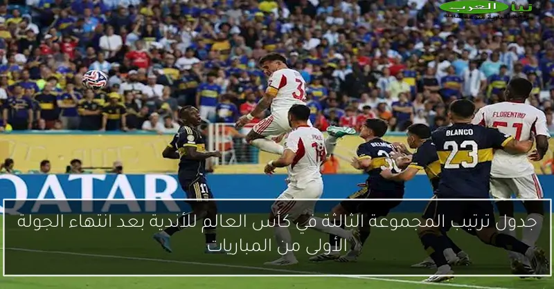 جدول ترتيب المجموعة الثالثة في كأس العالم للأندية بعد انتهاء الجولة الأولى من المباريات