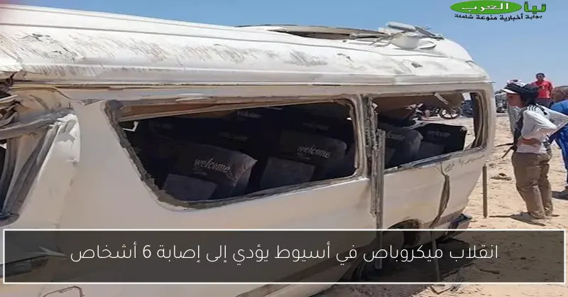 انقلاب ميكروباص في أسيوط يؤدي إلى إصابة 6 أشخاص