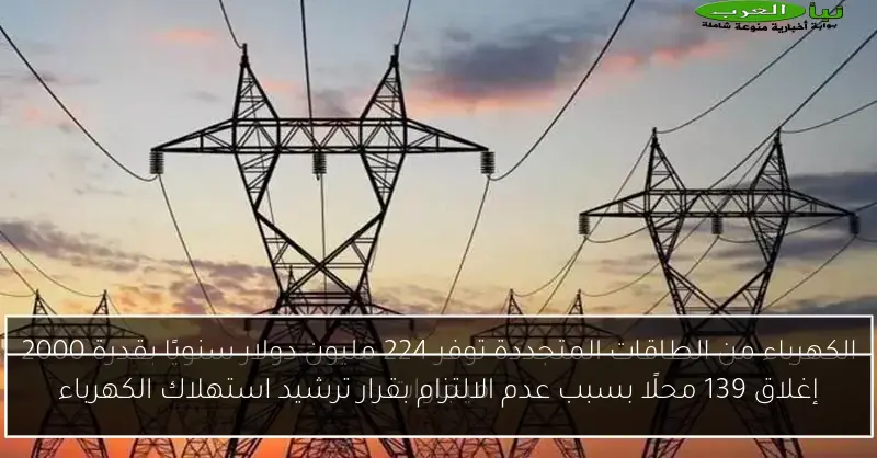 إغلاق 139 محلًا بسبب عدم الالتزام بقرار ترشيد استهلاك الكهرباء