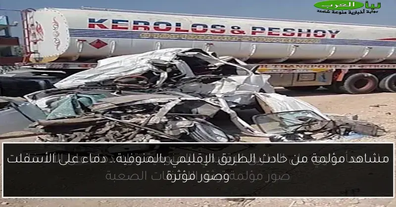 مشاهد مؤلمة من حادث الطريق الإقليمي بالمنوفية.. دماء على الأسفلت وصور مؤثرة