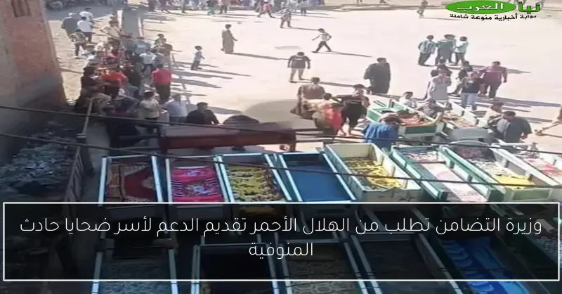 وزيرة التضامن تطلب من الهلال الأحمر تقديم الدعم لأسر ضحايا حادث المنوفية