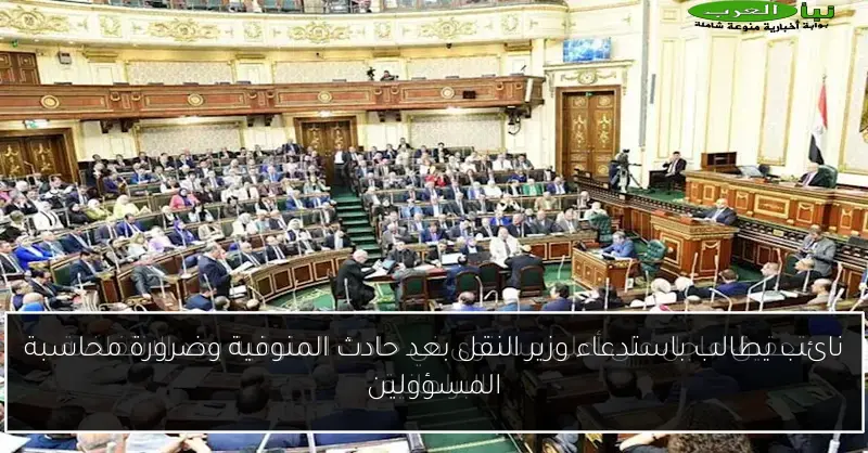 نائب يطالب باستدعاء وزير النقل بعد حادث المنوفية وضرورة محاسبة المسؤولين