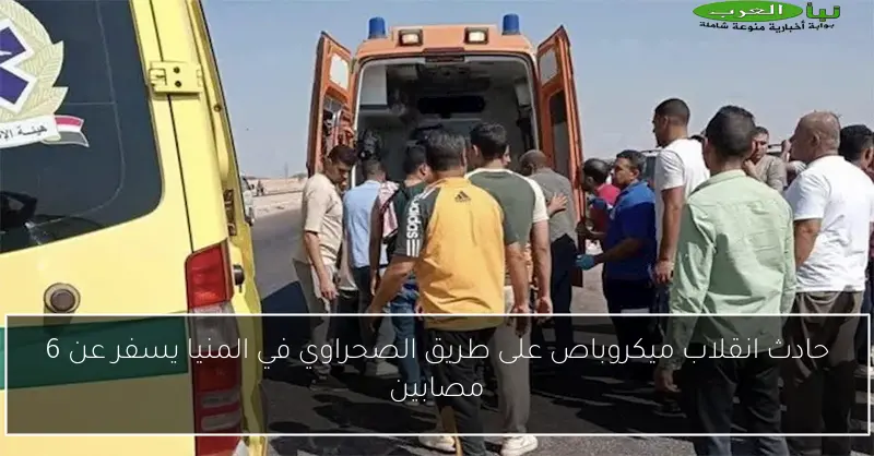 حادث انقلاب ميكروباص على طريق الصحراوي في المنيا يسفر عن 6 مصابين