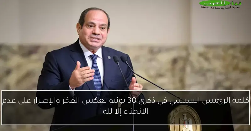 كلمة الرئيس السيسي في ذكرى 30 يونيو تعكس الفخر والإصرار على عدم الانحناء إلا لله