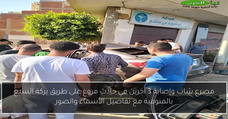 مصرع شاب وإصابة 3 آخرين في حادث مروع على طريق بركة السبع بالمنوفية مع تفاصيل الأسماء والصور