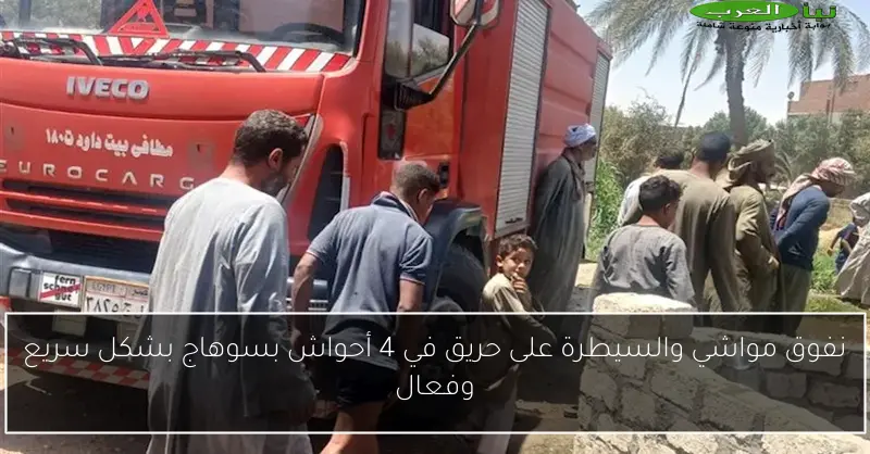 نفوق مواشي والسيطرة على حريق في 4 أحواش بسوهاج بشكل سريع وفعال