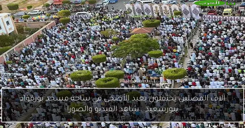 آلاف المصلين يحتفلون بعيد الأضحى في ساحة مسجد بورفؤاد ببورسعيد.. شاهد الفيديو والصور!