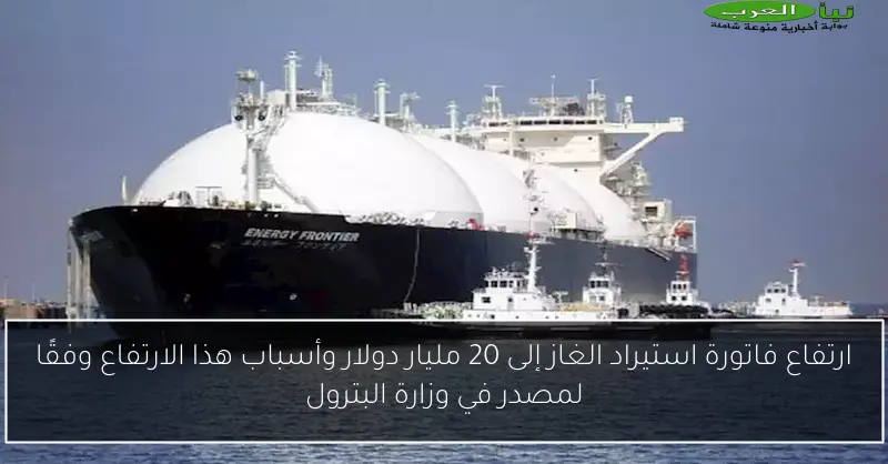 ارتفاع فاتورة استيراد الغاز إلى 20 مليار دولار وأسباب هذا الارتفاع وفقًا لمصدر في وزارة البترول