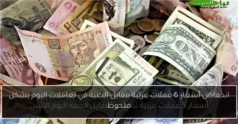 انخفاض أسعار 6 عملات عربية مقابل الجنيه في تعاملات اليوم بشكل ملحوظ