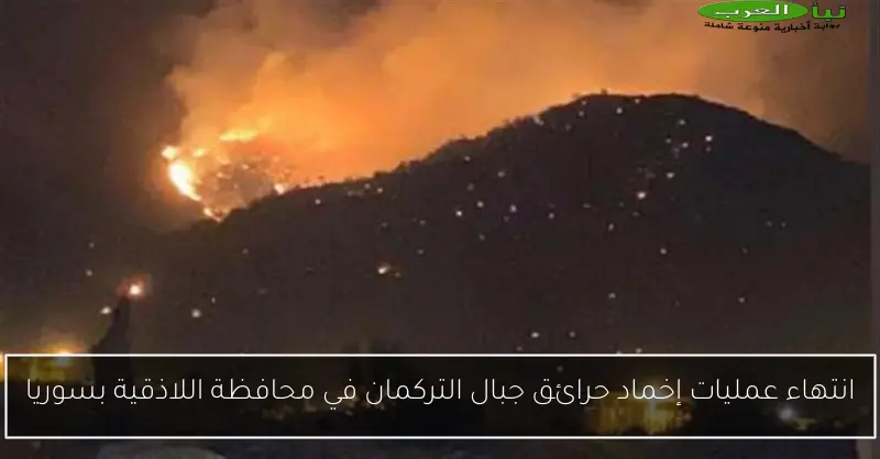 انتهاء عمليات إخماد حرائق جبال التركمان في محافظة اللاذقية بسوريا