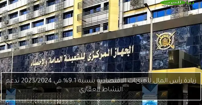 زيادة رأس المال للهيئات الاقتصادية بنسبة 9.1% في 2023/2024 تدعم النشاط العقاري