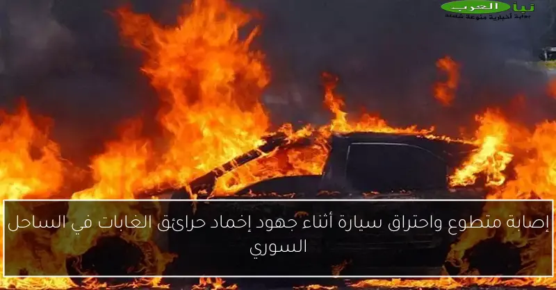 إصابة متطوع واحتراق سيارة أثناء جهود إخماد حرائق الغابات في الساحل السوري