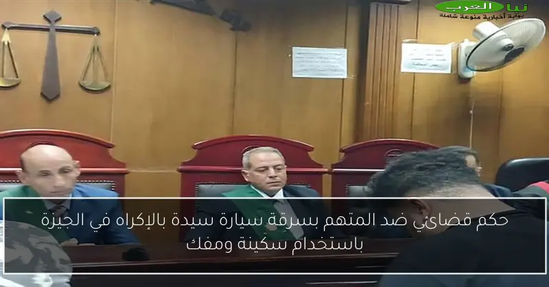 حكم قضائي ضد المتهم بسرقة سيارة سيدة بالإكراه في الجيزة باستخدام سكينة ومفك