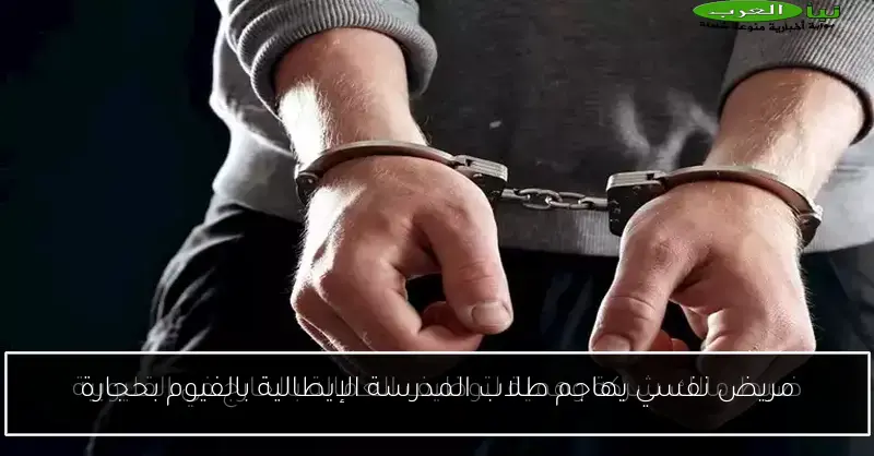 مريض نفسي يهاجم طلاب المدرسة الإيطالية بالفيوم بحجارة