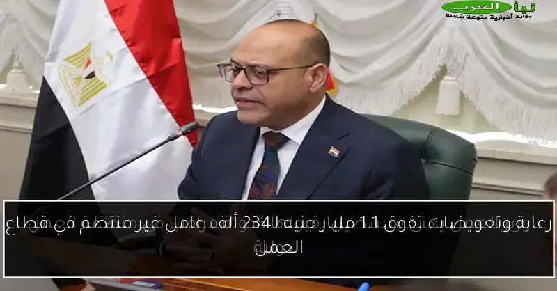 رعاية وتعويضات تفوق 1.1 مليار جنيه لـ234 ألف عامل غير منتظم في قطاع العمل