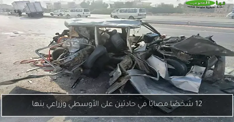 12 شخصًا مصابًا في حادثين على الأوسطي وزراعي بنها