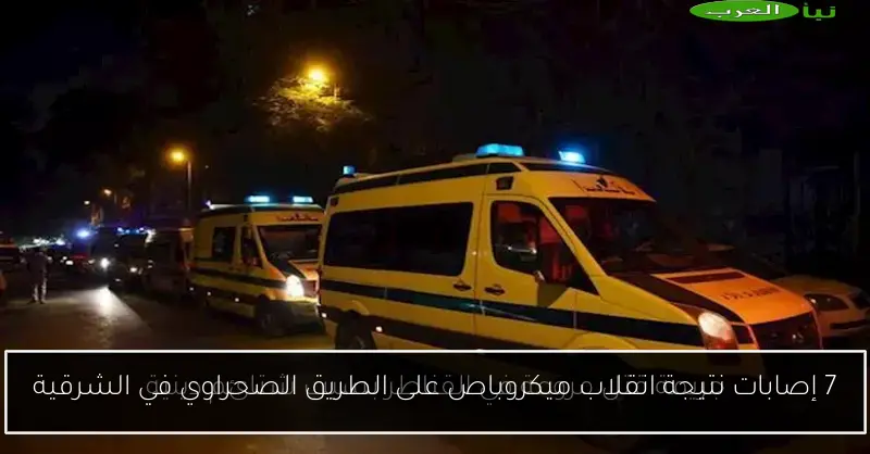 7 إصابات نتيجة انقلاب ميكروباص على الطريق الصحراوي في الشرقية