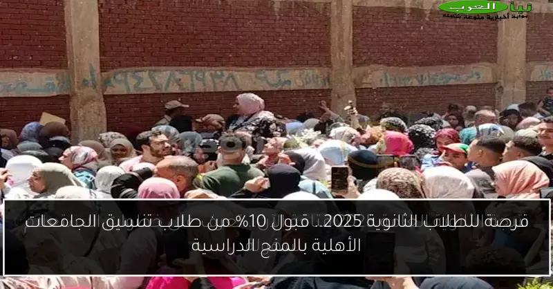 فرصة للطلاب الثانوية 2025.. قبول 10% من طلاب تنسيق الجامعات الأهلية بالمنح الدراسية