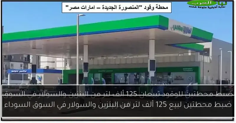 ضبط محطتين لبيع 125 ألف لتر من البنزين والسولار في السوق السوداء