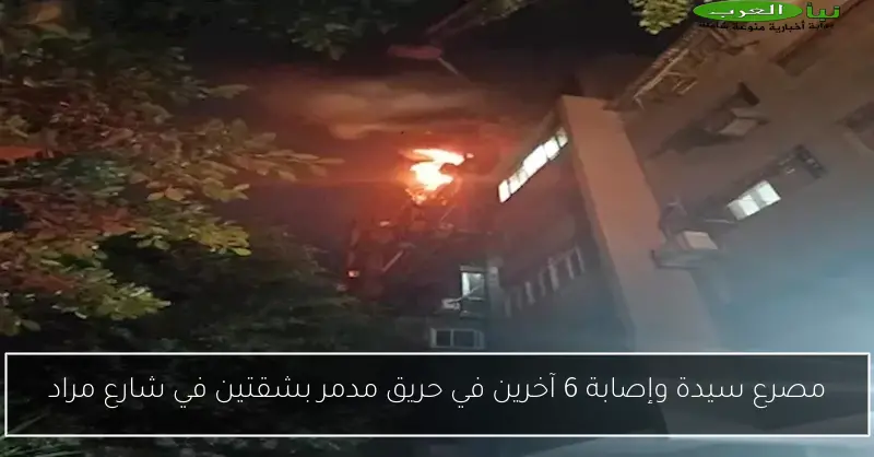 مصرع سيدة وإصابة 6 آخرين في حريق مدمر بشقتين في شارع مراد
