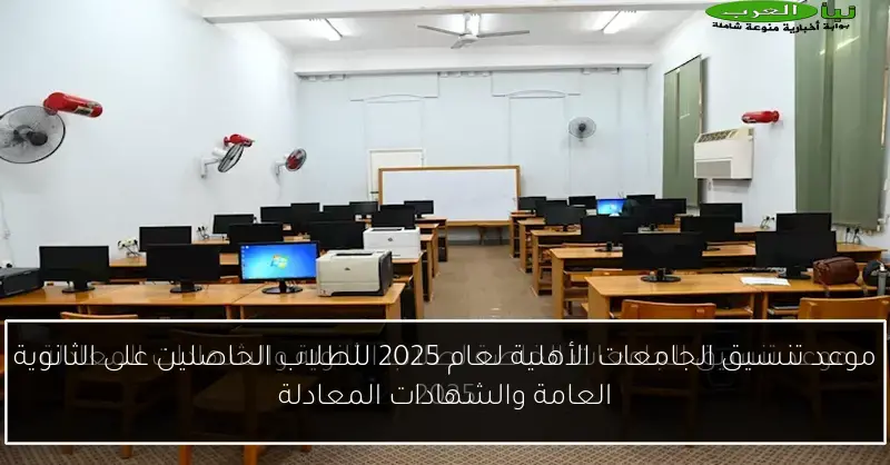موعد تنسيق الجامعات الأهلية لعام 2025 للطلاب الحاصلين على الثانوية العامة والشهادات المعادلة