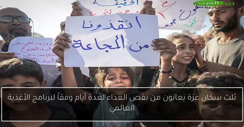 ثلث سكان غزة يعانون من نقص الغذاء لعدة أيام وفقاً لبرنامج الأغذية العالمي