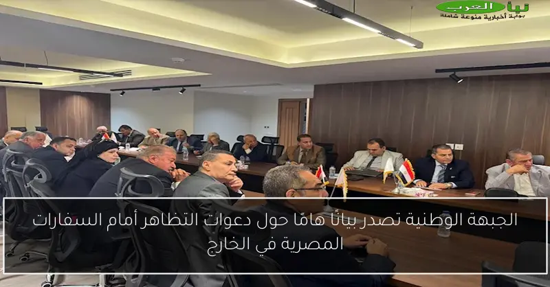 الجبهة الوطنية تصدر بيانًا هامًا حول دعوات التظاهر أمام السفارات المصرية في الخارج